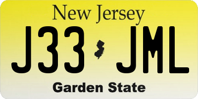 NJ license plate J33JML