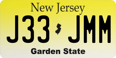 NJ license plate J33JMM