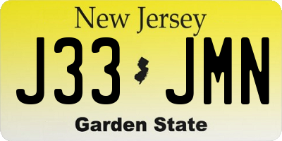 NJ license plate J33JMN