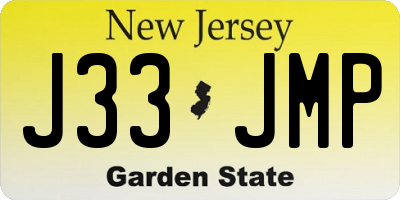 NJ license plate J33JMP