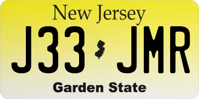 NJ license plate J33JMR