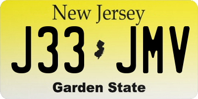 NJ license plate J33JMV