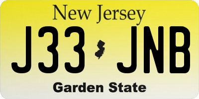 NJ license plate J33JNB