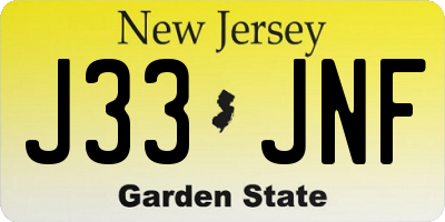 NJ license plate J33JNF