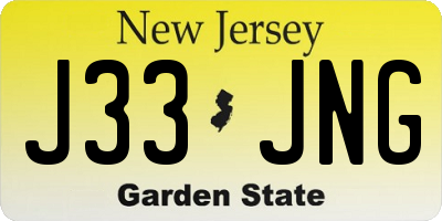 NJ license plate J33JNG