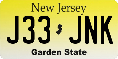 NJ license plate J33JNK