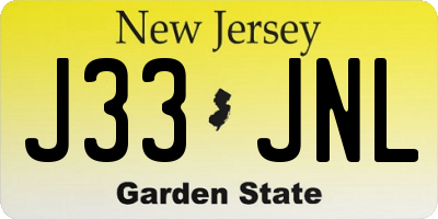 NJ license plate J33JNL