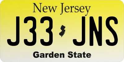 NJ license plate J33JNS