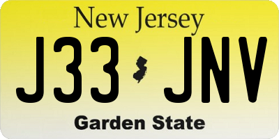 NJ license plate J33JNV