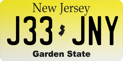 NJ license plate J33JNY