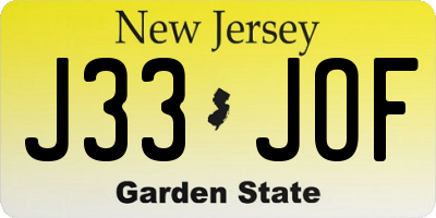 NJ license plate J33JOF