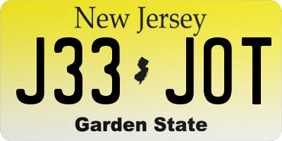 NJ license plate J33JOT