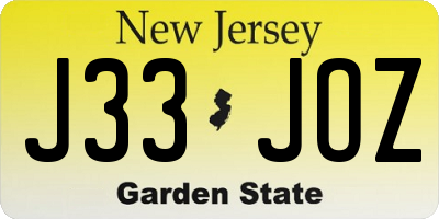 NJ license plate J33JOZ