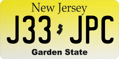 NJ license plate J33JPC