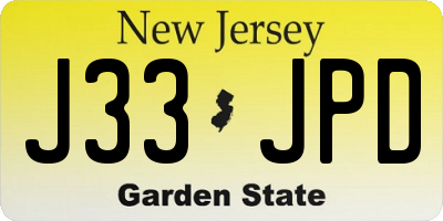 NJ license plate J33JPD