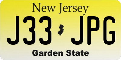 NJ license plate J33JPG