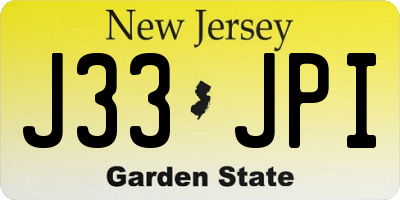 NJ license plate J33JPI