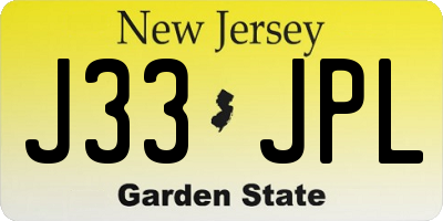 NJ license plate J33JPL