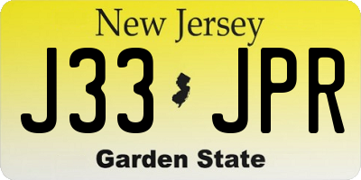 NJ license plate J33JPR