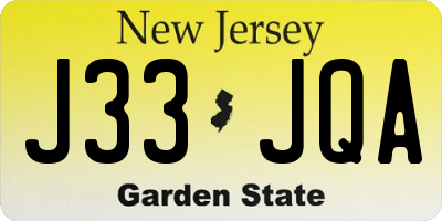 NJ license plate J33JQA