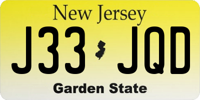 NJ license plate J33JQD