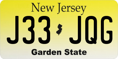 NJ license plate J33JQG