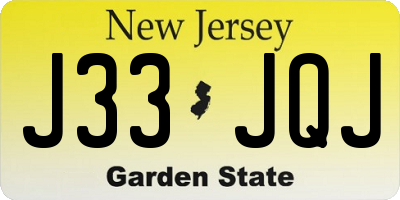 NJ license plate J33JQJ