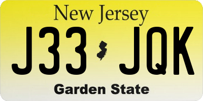 NJ license plate J33JQK