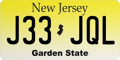 NJ license plate J33JQL