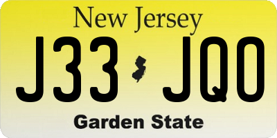 NJ license plate J33JQO