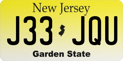 NJ license plate J33JQU