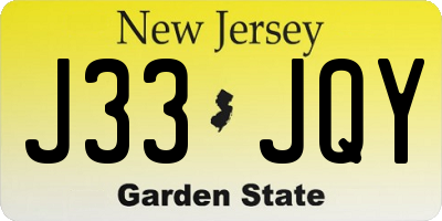 NJ license plate J33JQY