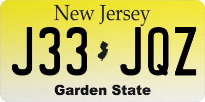 NJ license plate J33JQZ