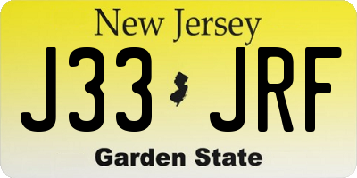 NJ license plate J33JRF