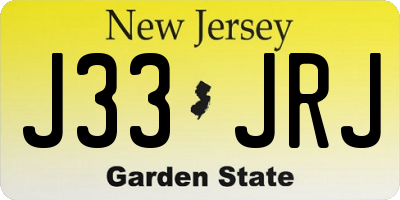 NJ license plate J33JRJ