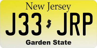 NJ license plate J33JRP