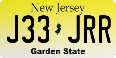 NJ license plate J33JRR