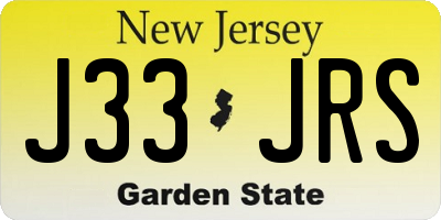 NJ license plate J33JRS