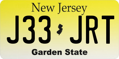 NJ license plate J33JRT