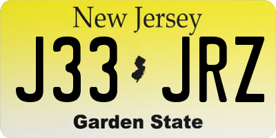 NJ license plate J33JRZ