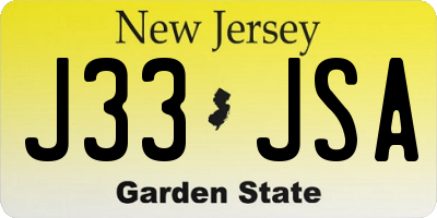 NJ license plate J33JSA