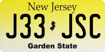 NJ license plate J33JSC