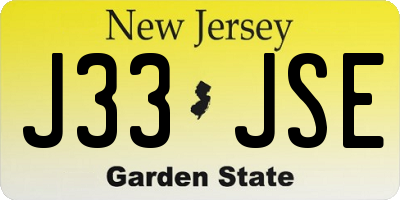 NJ license plate J33JSE