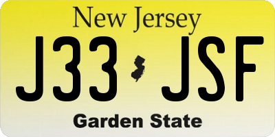 NJ license plate J33JSF