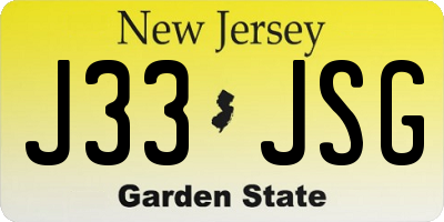 NJ license plate J33JSG