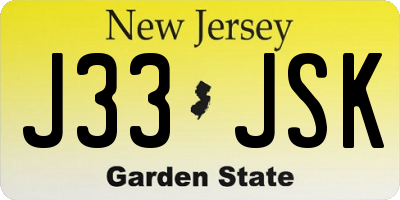 NJ license plate J33JSK