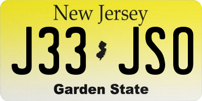 NJ license plate J33JSO