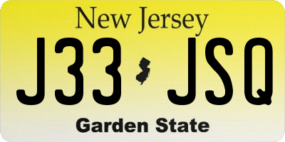 NJ license plate J33JSQ