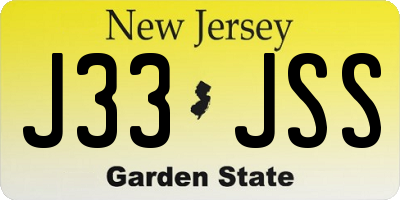 NJ license plate J33JSS