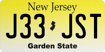 NJ license plate J33JST